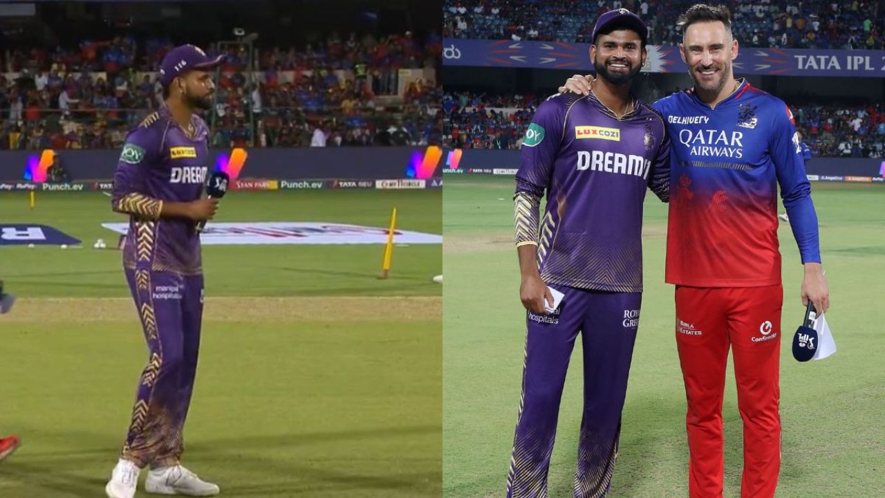 faf du plesis and shreyas iyer during toss time at chinnasawami stadium