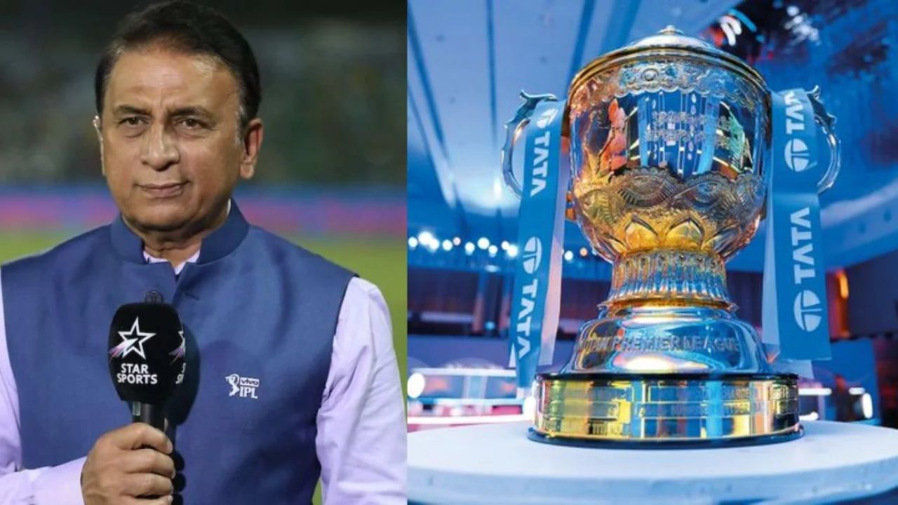 gavaskar and ipl trophy in which gavaskar holdin mic