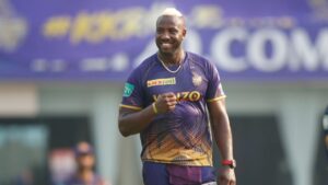 andre russel in kkr jersey in ground
